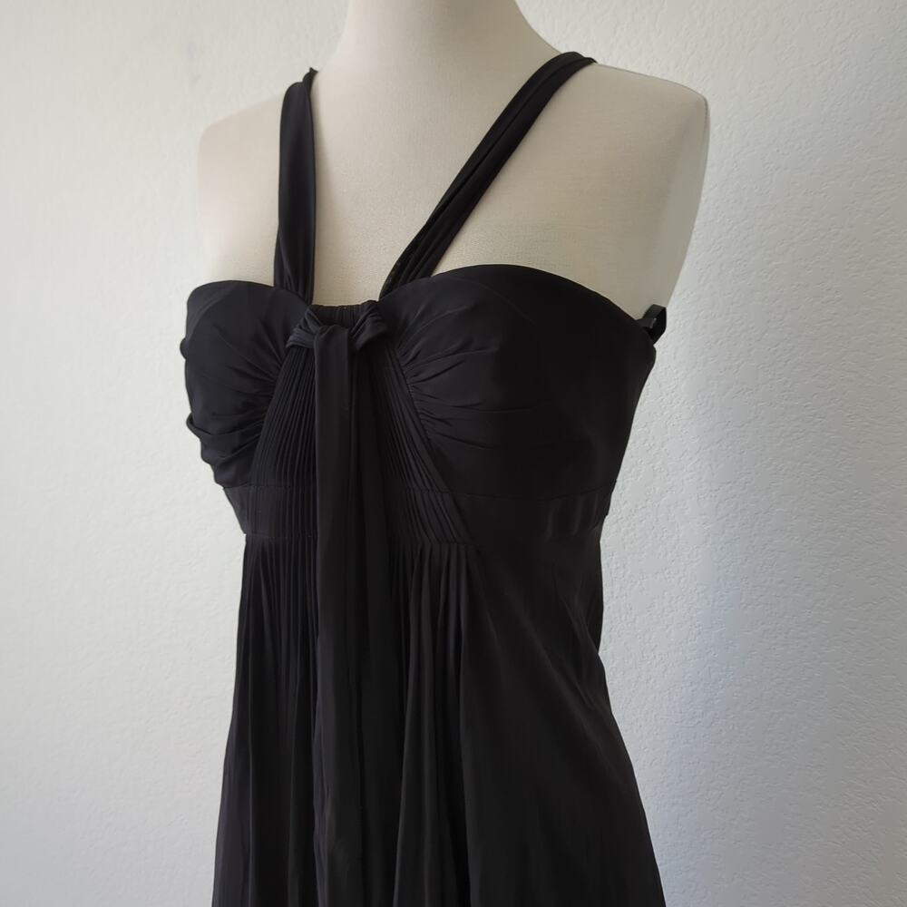 BCBG Maxazria Womens Black Pleated Mini Dress V-Neck Jersey Stretch Medium VTG - Picture 7 of 11